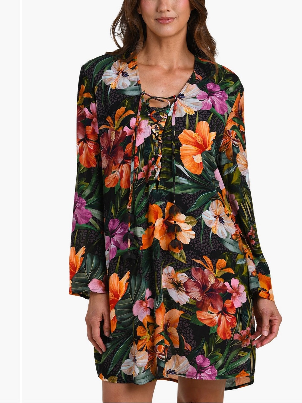 La Blanca Tropical Hideaway Lace-Up Cover-Up Tunic